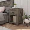 Farmhouse 1-Drawer Bedroom Nightstand with Open Shelf in Rustic Grey Oak