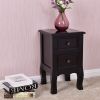 Black Wooden 2-Drawer Accent End Table Nightstand