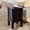 Black Wooden 2-Drawer Accent End Table Nightstand