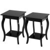 Stylish Nightstand End Table in Black Wood Finish - Set of 2