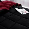 King/Cal King Traditional Microfiber Reversible 3 Piece Comforter Set in Black/Maroon