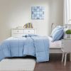 King Size Blue 3 Piece Microfiber Reversible Comforter Set