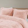 Full/Queen Pink Blush Soft Sherpa Faux Fur 3-Piece Comforter Set