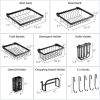 2 Tier Black Steel Adjustable Over the Sink Dish Drying Rack