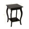 Modern Nightstand End Table with Bottom Shelf in Espresso Wood Finish - Set of 2