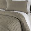 King/Cal King Modern Brick Stitch Microfiber Reversible 3 Piece Comforter Set in Taupe