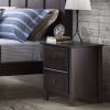 Farmhouse Solid Pine Wood 2 Drawer Nightstand in Espresso