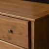 Farmhouse Solid Pine Wood 6 Drawer Dresser in Walnut Finish