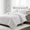 Full/Queen Crinkled Texture Microfiber 3 Piece Comforter Set White