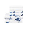 Full size Blue White Floral Birds on Wire Soft Polyester 6 Piece Sheet Set