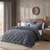 Full/Queen Size All Season Pleated Hypoallergenic Microfiber Reversible 3 Piece Comforter Set in Gray