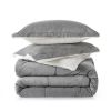 Queen Plush Microfiber Reversible Comforter Set in Grey