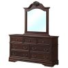 Traditional 7 Drawer Dark Brown Dresser with Mirror Storage Set