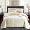 King/Cal King Traditional Microfiber Reversible 3 Piece Comforter Set in Ivory