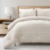 King/California King Beige Off-White Stripe Lightweight 3-Piece Comforter Set