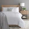 King Size Crinkled Textured 3 Piece Comforter Set White