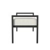 Modern Industrial Bed Bench with Black Metal Frame and Cream Upholstered Cushion