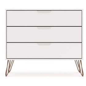 Modern Scandinavian Style Bedroom 3-Drawer Dresser in White Wood Finish