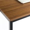 Modern Home Office Desk with Black Metal Frame and Brown Wood Top