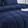 Twin Size Navy 3 Piece Microfiber Reversible Comforter Set