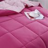 Full/Queen Traditional Microfiber Reversible 3 Piece Comforter Set in Pink