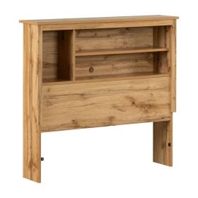 Twin size Modern Scandinavian Style Bookcase Headboard in Oak Wood Finish