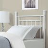 Twin size White Metal Headboard with Simple Lines and Decorative Finals