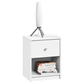 Contemporary 1-Drawer Nightstand with Storage Shelf in White