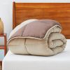 Twin All Seasons Beige/Brown Reversible Polyester Down Alternative Comforter