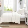 Twin/XL Soft Lightweight Reversible Quilted Comforter Set in White/Beige