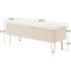 White Sherpa Fabric Upholstered End of Bed Storage Bench with Gold Finish Legs