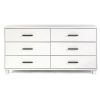 Modern Farmhouse Solid Wood 6 Drawer Double Dresser in White Finish