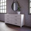 Modern Farmhouse Solid Wood 6 Drawer Double Dresser in White Finish