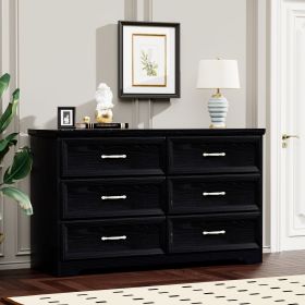 Modern 3 Drawer Bedroom Chest of Drawers with 6 Drawers Dresser, Clothes Organizer -Metal Pulls for Living Room, Bedroom, Hallway, Black