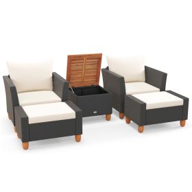 5 Pieces Patio Furniture Set with Loveseat and Armchairs for Porch