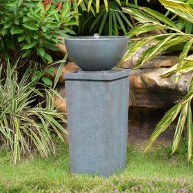 35.5" Polyresin Gray Zen Bowl Water Fountain, Outdoor Bird Feeder /Bath Fountains, Relaxing Water Feature for Garden Lawn Backyard Porch 35.5" Polyresin Gray Zen Bowl Water Fountain, Outdoor Bird Feeder /Bath Fountains, Relaxing Water Feature for Garden Lawn Backyard Porch