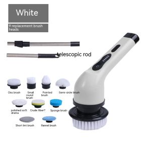 Dual-purpose Brush Handheld Strong Cleaning Gadget (Option: White 9 Head-English Manual)