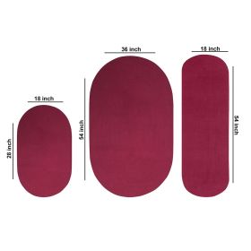 Alpine Solid Collection (Color: Burgundy Solid, size: 3 Piece Set (36" x 54" | 18" x 54" | 18" x 28"))