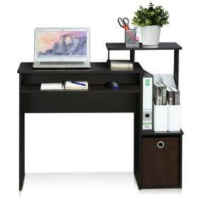 Econ Multipurpose Home Office Computer Writing Desk with Bin;  Dark Walnut | Gray;  Multiple Colors (Color: Walnut)