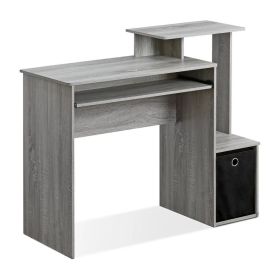 Econ Multipurpose Home Office Computer Writing Desk with Bin;  Dark Walnut | Gray;  Multiple Colors (Color: Gray)