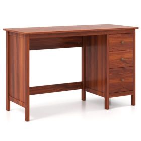 3-Drawer Home Office Study Computer Desk with Spacious Desktop (Color: Brown)