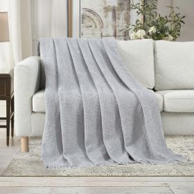 VERAMUSE 100% Cotton Blanket for Bed Weave Waffle Breathable Thin Blankets for Summer (Color: Gray, size: 90" x 90")