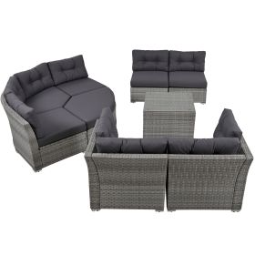 Patio Furniture Set Outdoor Furniture Daybed Rattan Sectional Furniture Set Patio Seating Group With Cushions and Center Table for Patio, Lawn (Color: as Pic)