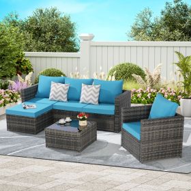 3 Pieces Patio Furniture Set,Outdoor Woven Sectional L- Shaped Patio Furniture ,Wicker Conversation Set with single sofa (Color: as Pic)