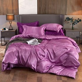 Ice Four-piece Set Cool Bare Sleeping Real Silk Quilt Cover Sheets (Option: Cameo Brown-11 Style)